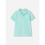 Polo manches courtes broderie poitrine garon turquoise