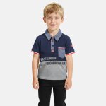 Polo manches courtes, col polo et patte boutonn�e bleu marine