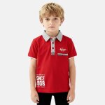 Polo manches courtes, col polo et patte boutonn�e rouge