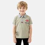 Polo manches courtes, col polo et patte boutonn�e vert sauge