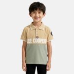 Polo manches courtes garcon gar�on imprim� col chemise beige