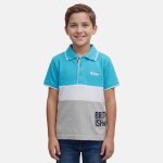 Polo manches courtes garcon gar�on imprim� col chemise bleu