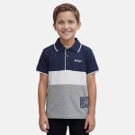 Polo manches courtes garcon gar�on imprim� col chemise marine