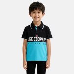 Polo manches courtes garcon gar�on imprim� col chemise noir