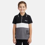 Polo manches courtes garcon gar�on imprim� col chemise noir