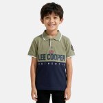 Polo manches courtes garcon gar�on imprim� col chemise vert