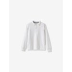 Polo manches longues en coton bio garçon blanc Polo manches longues en coton bio garçon blanc