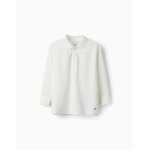 Polo  manches longues en coton blanc