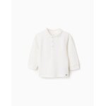 Polo � manches longues en coton blanc