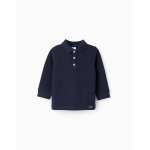 Polo À manches longues en coton bleu foncé Polo À manches longues en coton bleu foncé