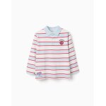 Polo � manches longues � rayures spider - man bleu clair