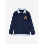 Polo ray garon effet 2 en 1. bleu fonc