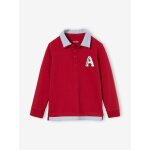 Polo ray garon effet 2 en 1. rouge fonce uni avec decor