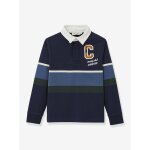 Polo - rugby ray� gar�on coton biologique bleu