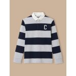Polo rugby ray� gar�on gris chine