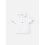 Polo uni en coton avec lisers contrastants blanc