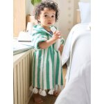 Poncho de bain bb  rayures personnalisable vert