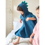 Poncho de bain enfant dino bleu canard