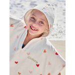 Poncho de bain enfant personnalisable coeurs, avec coton recycl blanc imprim