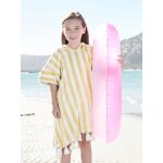 Poncho de bain enfant  rayures personnalisable ray jaune