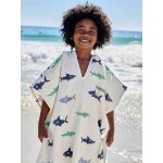 Poncho de bain enfant requins personnalisable, avec coton recycl blanc imprim