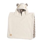 Poncho b�b� 1 - 3 ans sherpa et gaze de coton l�opard ecru