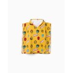 Poncho de plage en coton � capuche et motif marvel jaune fonc�