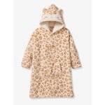 Poncho plaid polaire fille �cru