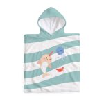Poncho serviette enfant en coton bleu