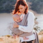 Portage - echarpe serg� bris� gris vintage