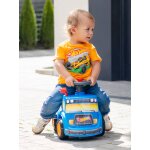 Porteur camion hot wheels avec assise ouvrante et volant directionnel avec klaxon bleu hot wheels