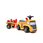 Porteur chantier avec assise ouvrante et volant directionnel avec klaxon, remorque et jeux de sable jaune ... Porteur chantier avec assise ouvrante et volant directionnel avec klaxon, remorque et jeux de sable jaune ...