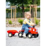 Porteur tracteur birdy farm 1er �ge � volant directionnel avec klaxon, remorque. rouge