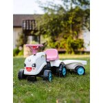 Porteur tracteur avec remorque blanc et rose