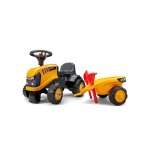 Porteur tracteur avec remorque, pelle et r�teau jaune jcb