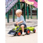 Porteur tractopelle claas 1er �ge avec roues silencieuses et remorque vert claas