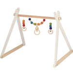 Portique d'activit�s en bois arc - en - ciel blanc