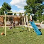 Portique balan�oire 2, 30 m topwood zaki - 6 enfants bois