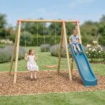 Portique balan�oire bois 2. 30 m avec toboggan milu 2 pour enfants bois