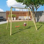 Portique balan�oire double techwood harmonie doublo - by pour enfants bleu / corail