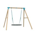 Portique balanoire nid amarante bois h243cm marron - bleu - vert