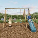 Portique balan�oire optima avec toboggan pour enfants bois