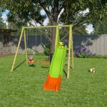 Portique balan�oire poutre m�tal 2, 30 m techwood arroba - 4 enfants bois
