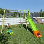 Portique balan�oire techwood optima 2, 30 m avec toboggan pour enfants bois