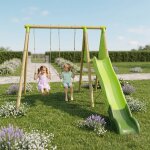 Portique balan�oire et toboggan en bois 2, 30m lumi bois