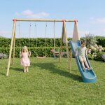 Portique balan�oire et toboggan en bois 2, 30m olvi 2 bois