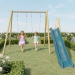 Portique balan�oire avec toboggan - techwood harmonie billy pour enfants bleu