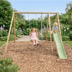 Portique balan�oire tutti avec toboggan pour enfants bois