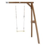 Portique en bois avec balan�oire si�ge nid rond marron