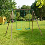 Portique m�tal 2 balan�oires malo marron